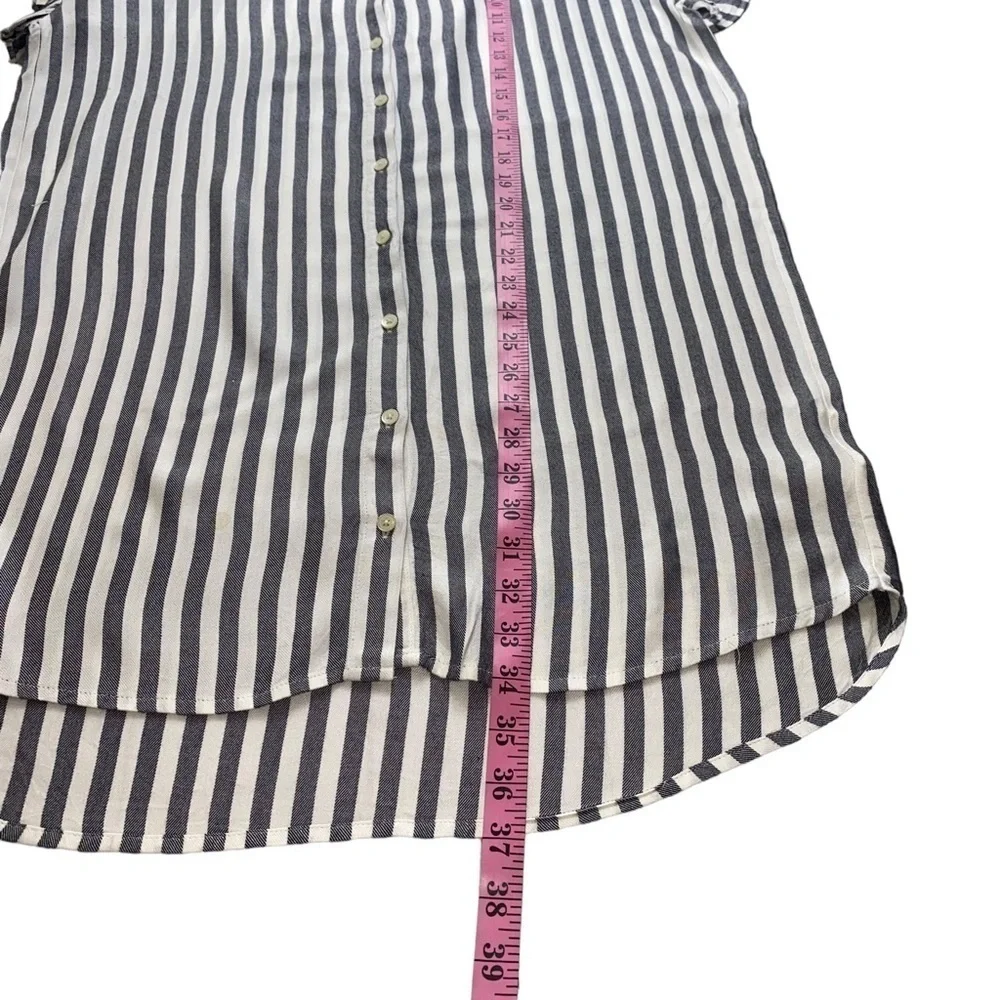 Madewell Women’s Gray & White Striped Ruffle-Sleeve Button Front Shirtdress‎ XS